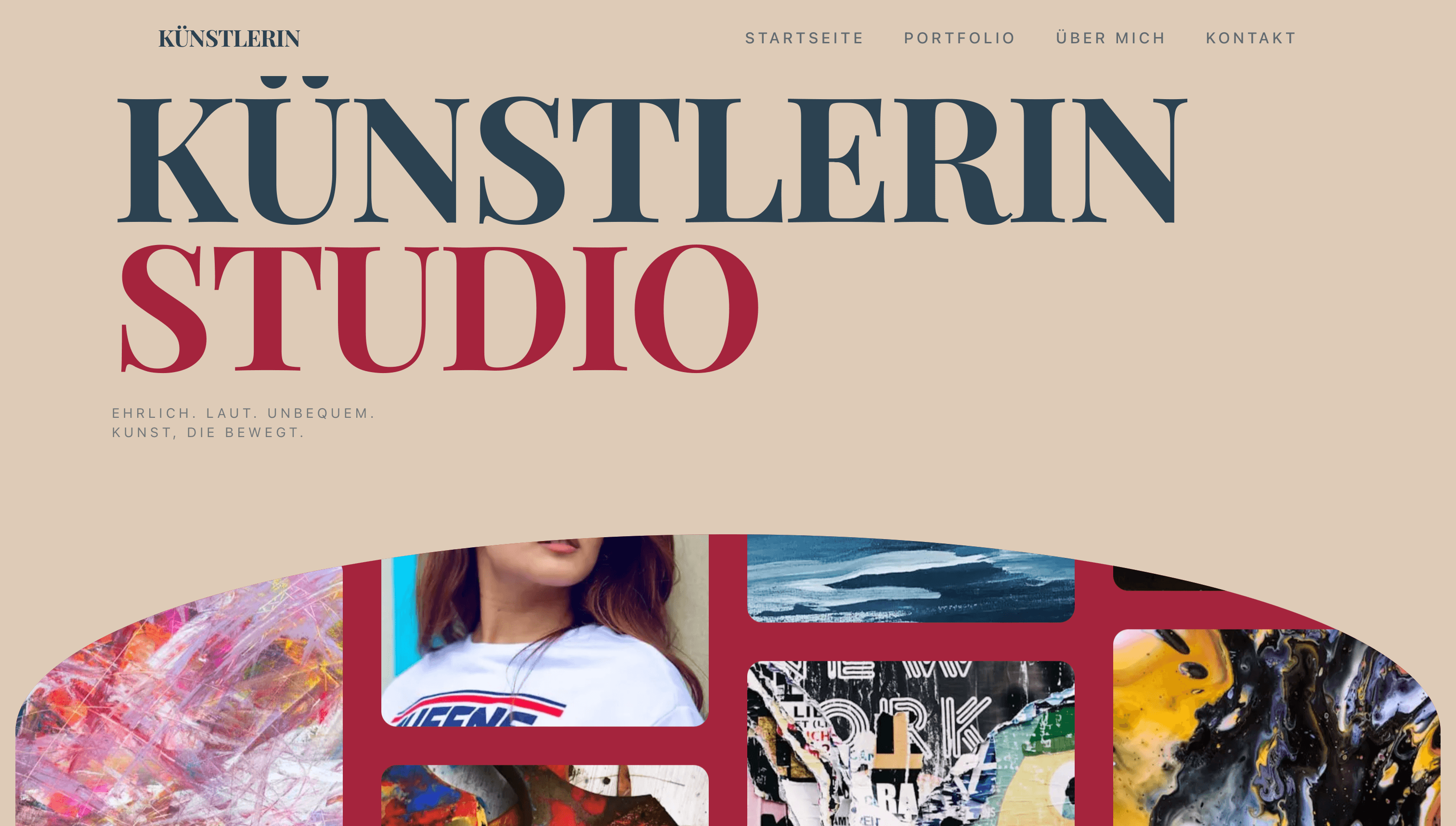Künstlerin Portfolio, Website-Vorschau