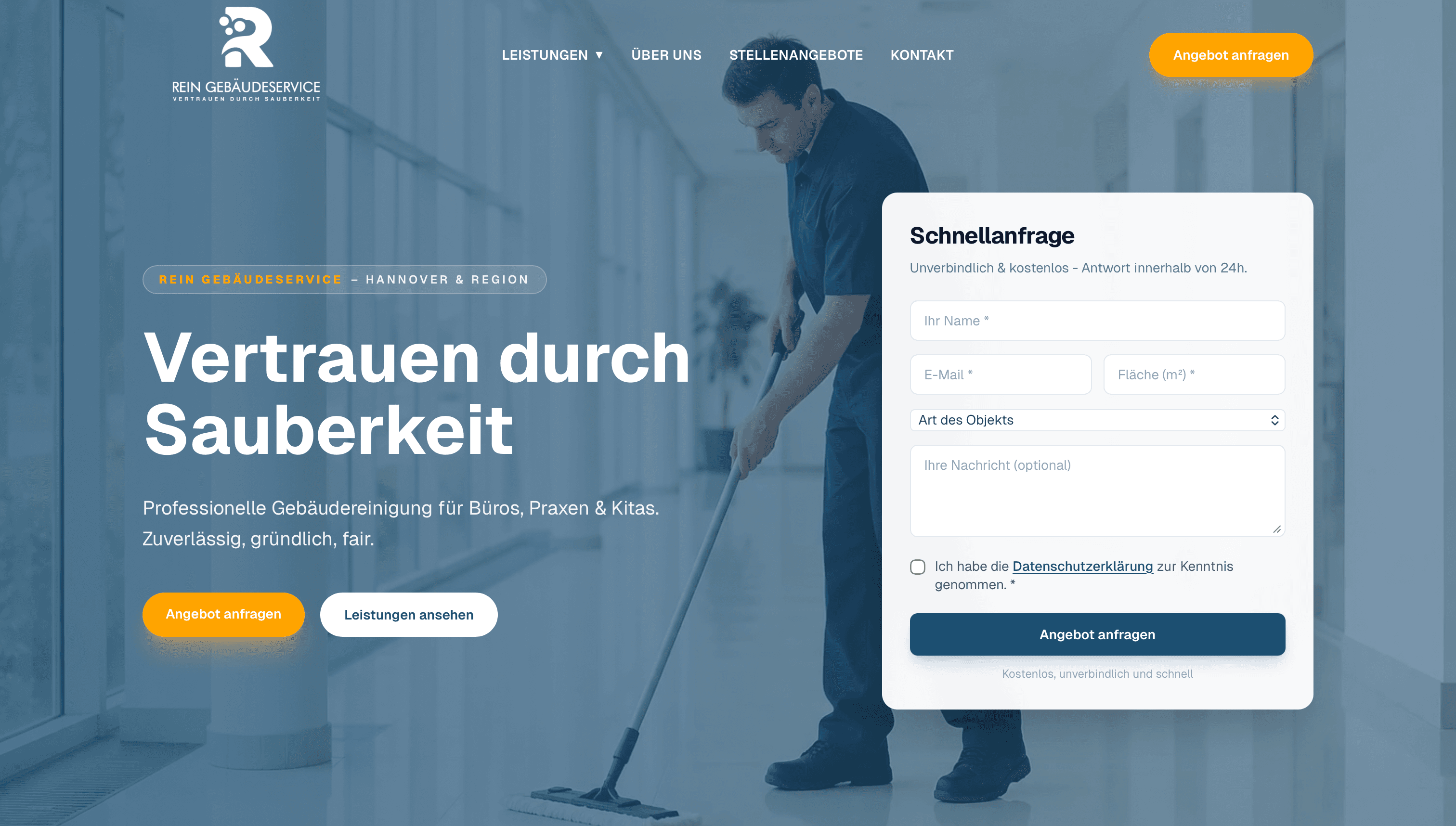 REIN Gebäudereinigung, Website-Vorschau